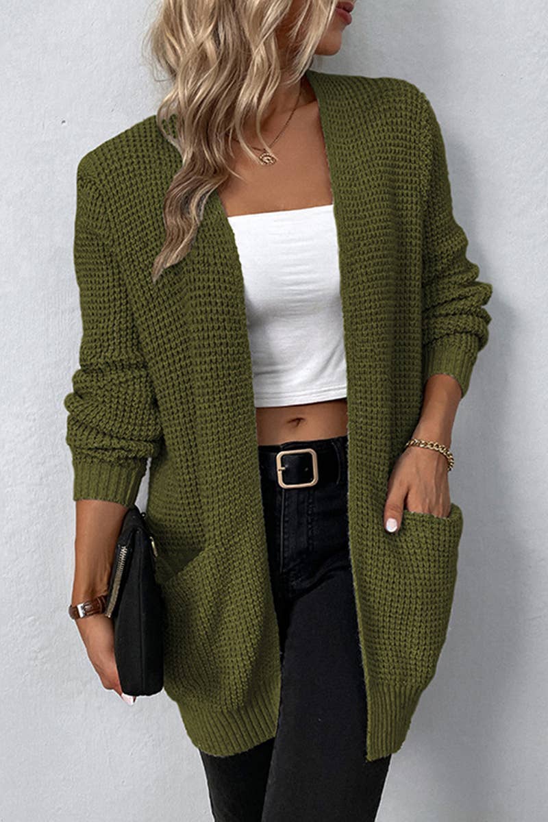 NINEXIS - Vente Cardigan – femme - Cardigan câblé décontracté à devant ouvert sur le devant CWOCAL3582