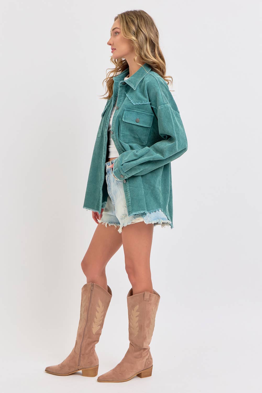 Sweet Lovely by Jen - Wholesale Shirt Jacket/Shacket - Women's -  CORDUROY SHACKET MINERAL WASHED COWBOY WESTERN COMBINED18