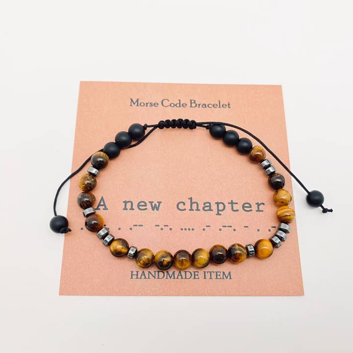 Mio Queena - Vendita all'ingrosso Bracciale con perline - Bracciale elasticizzato in pietra sfumata con occhio di tigre e codice Morse4