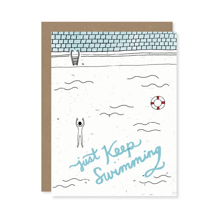 Carte de graines de fleurs sauvages à planter Keep Swimming pour la vente par Thoughtful Human