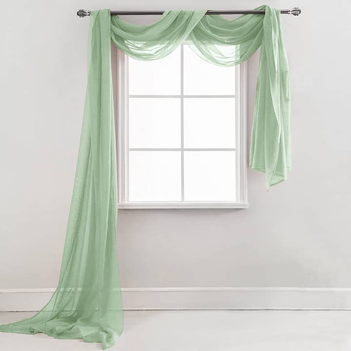 37" x 216"- Sage Sheer Window Scarf Valance Draping Long for wholesale by home mart goods