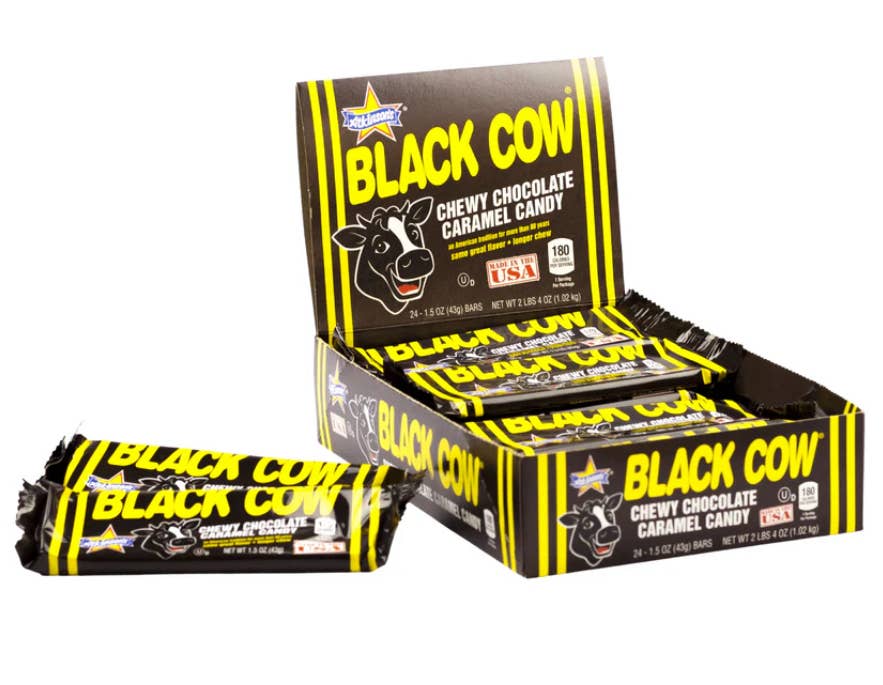 O'Shea's Candies Sweet Shop - Wholesale Chocolate Bar - Nostalgic 1924 Original BLACk COW Caramel 24ct Display Box1