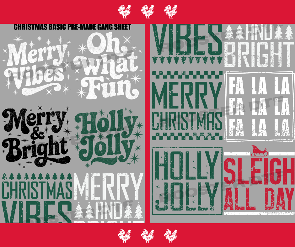 Rooster DTF Transfer Co - Wholesale Sublimation Transfer - DTF TRANSFER ONLY  - CHRISTMAS BASIC PRE-MADE GANG SHEET (22x60in)1