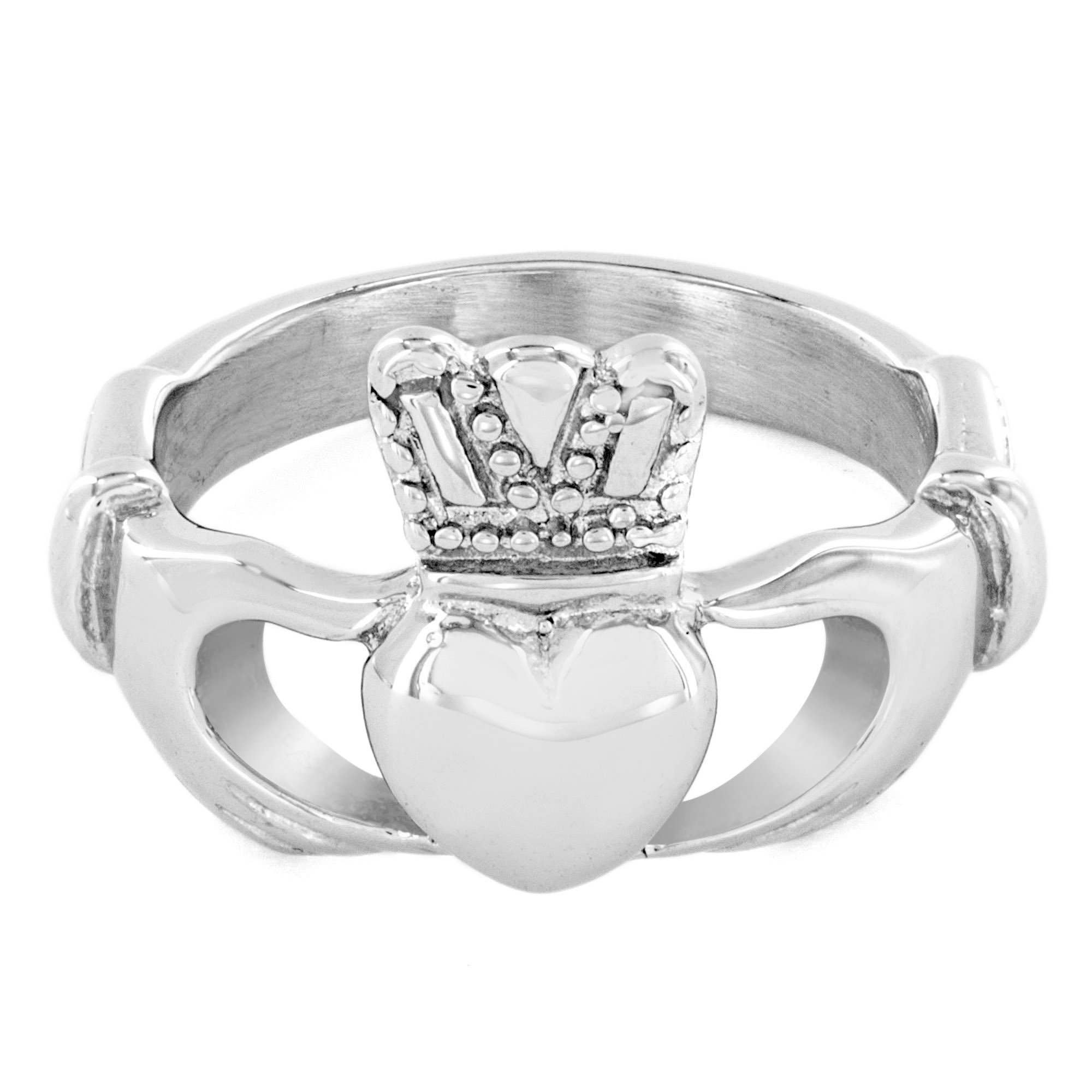 West Coast Jewelry - Wholesale Band/Stacked Ring - Traditional Celtic Claddagh Stainless Steel Ring - Size 62