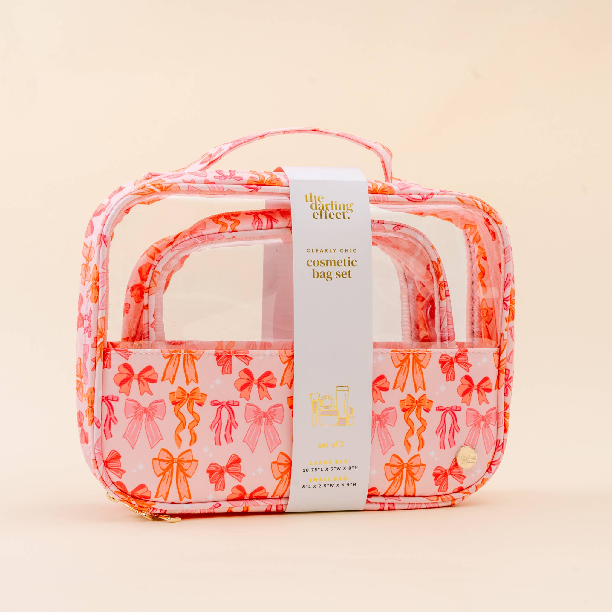 The Darling Effect - Wholesale Toiletry Bag - Women's - Clearly Chic Cosmetic Bag Set-Blushing Bows2