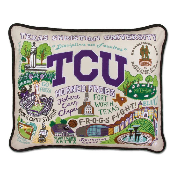 Texas Christian University (TCU) Collegiate Embroidered Pillow for wholesale by catstudio