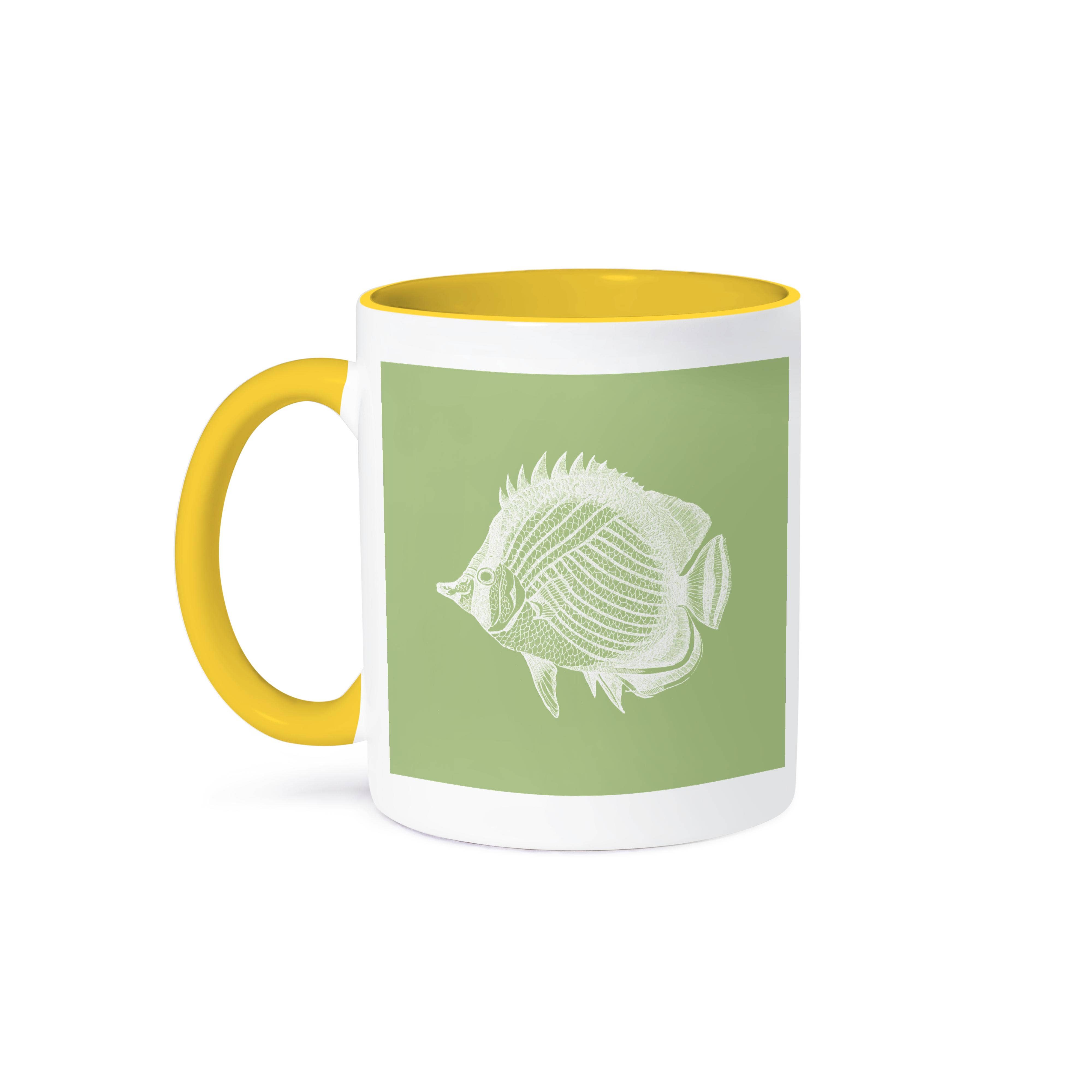 3dRose – Engroshandel Kaffekrus – 3dRose, Grøn Sommerfuglefisk Tropisk Fisk print Eksotisk moderne hav ocean marine, Krus0