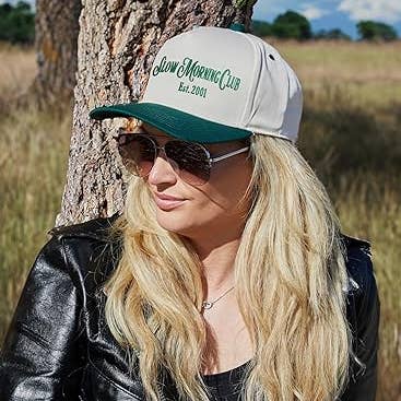Funky Junque - Wholesale Trucker Hat - Women's - Two Tone Cap - Slow Morning Club - Forest/Beige