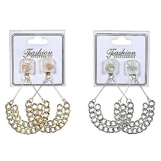 12pk Half Circle Chain Dangle Earrings for wholesale by Diacly