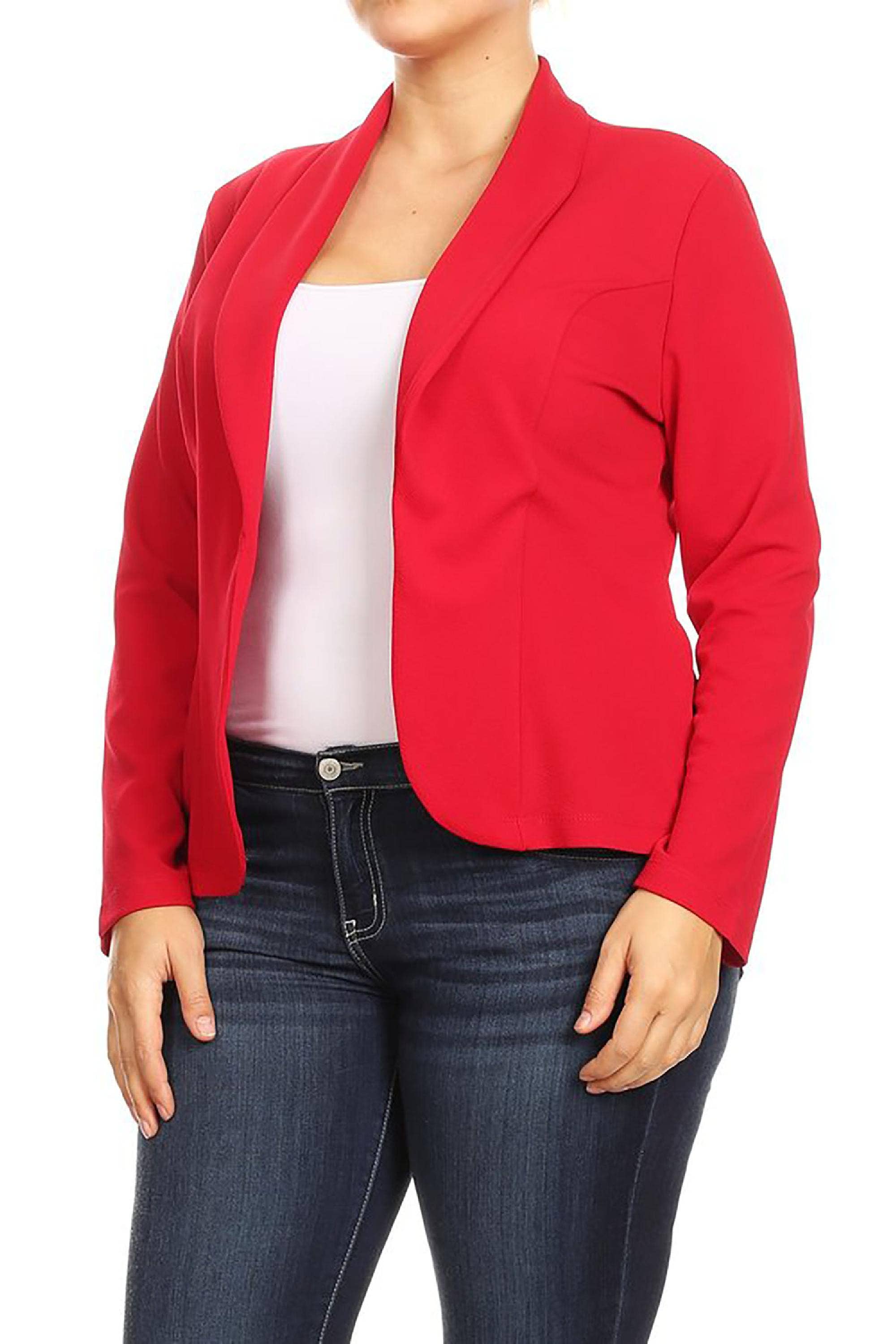 MOA COLLECTION - Wholesale Blazer - Women's - Women's Solid Casual Plus Size Trendy Blazer Jacket42