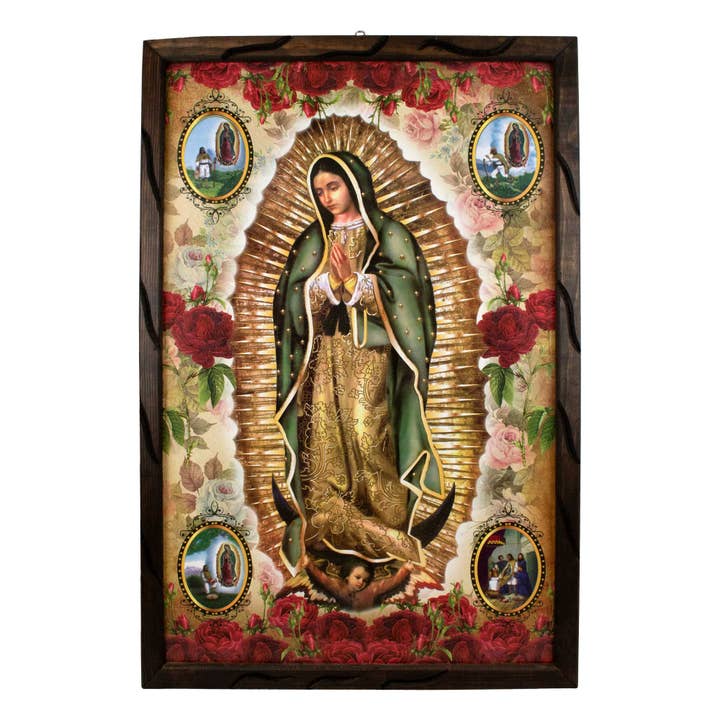 Mrcjsales - Divine Lady of Guadalupe – Rustic Frame, Hope, Love, Strength, and Compassion in Every Stroke. Multiple Sizes! for wholesale by mrcjsales