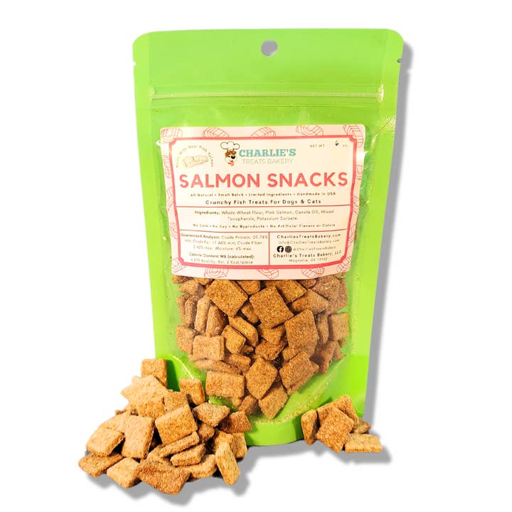 Salmon Snacks - 6oz. for wholesale by Charlie's Treats Bakery