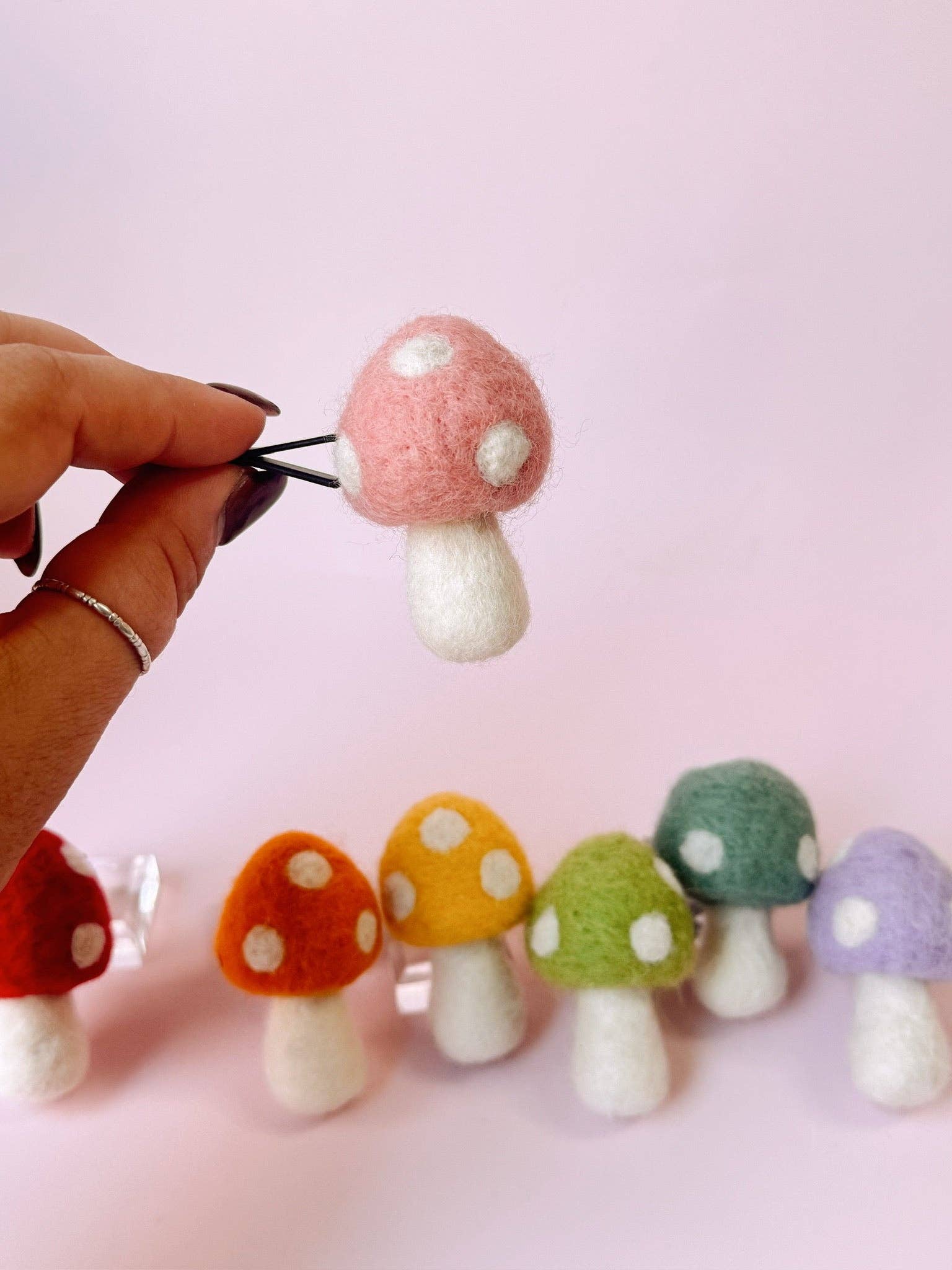 Golden Hour Designs - Wholesale Car Decorative Charm - Women's - Felt Mushroom Car Vent Clip - Diffuser, Cottagecore, Whimsy1