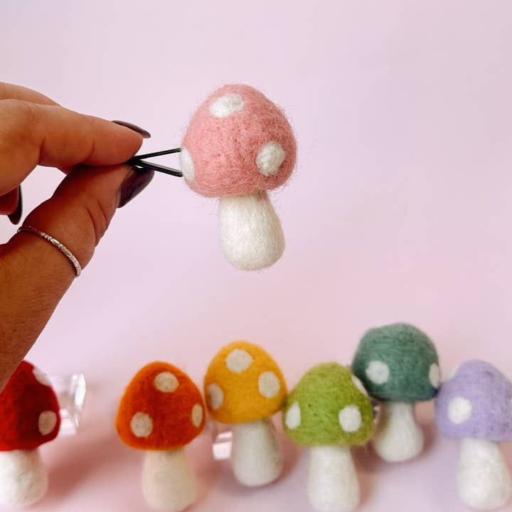 Golden Hour Designs - Wholesale Car Decorative Charm - Women's - Felt Mushroom Car Vent Clip - Diffuser, Cottagecore, Whimsy1