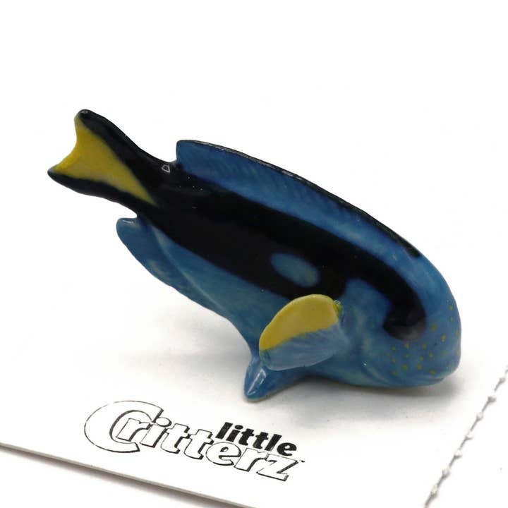 Flodhest Blå Tang Fisk Porcelæn Miniature for engroshandel hos Little Critterz