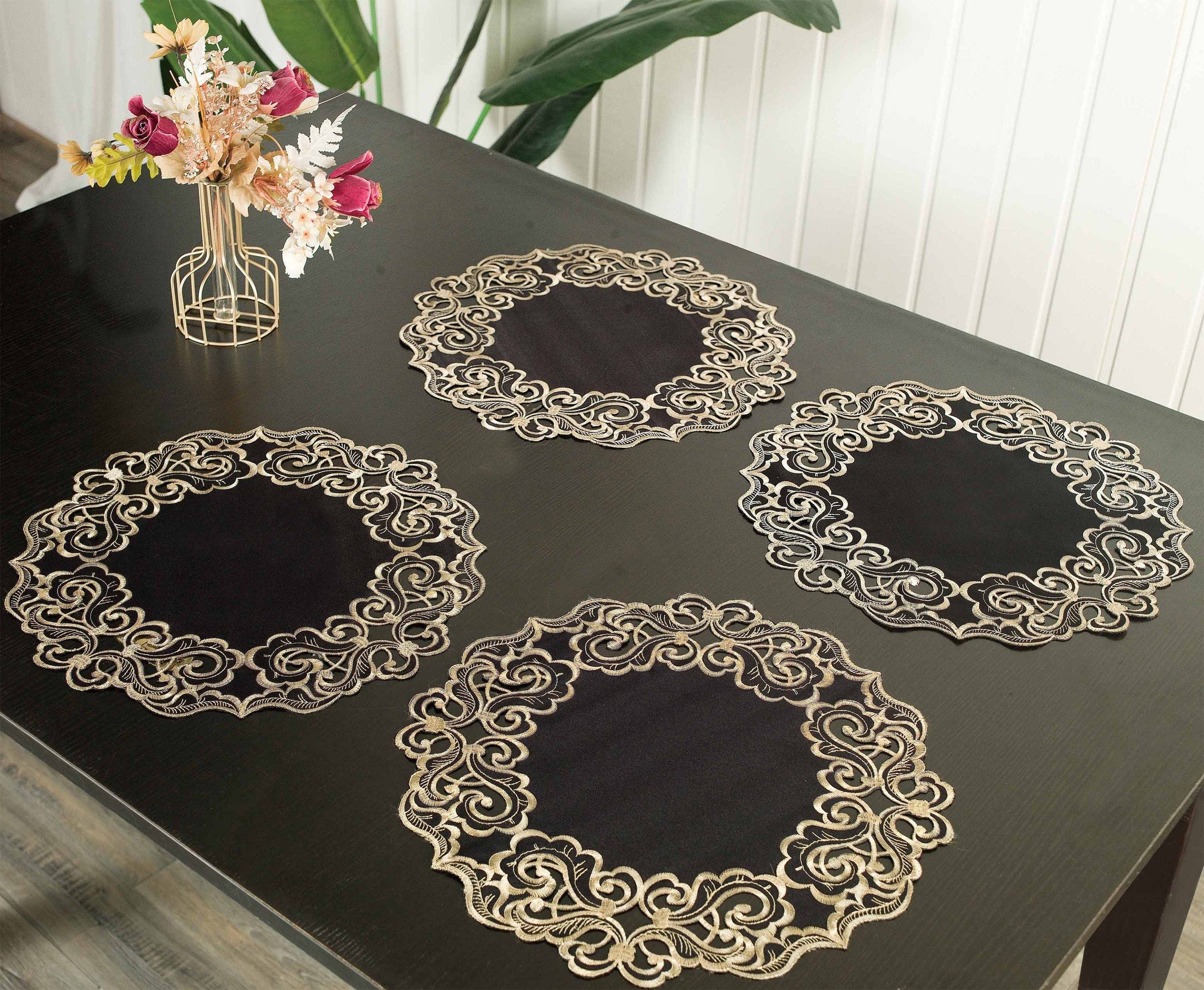 Decozen - Wholesale Tablecloth - Black Gold Table Linen Polyester Fabric6