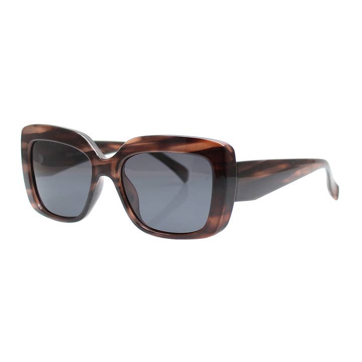 Ryan Simkhai Eyeshop - Wholesale Sunglasses - Women's - TESSA | Black | Brown Streaks | Polarized Sunglasses