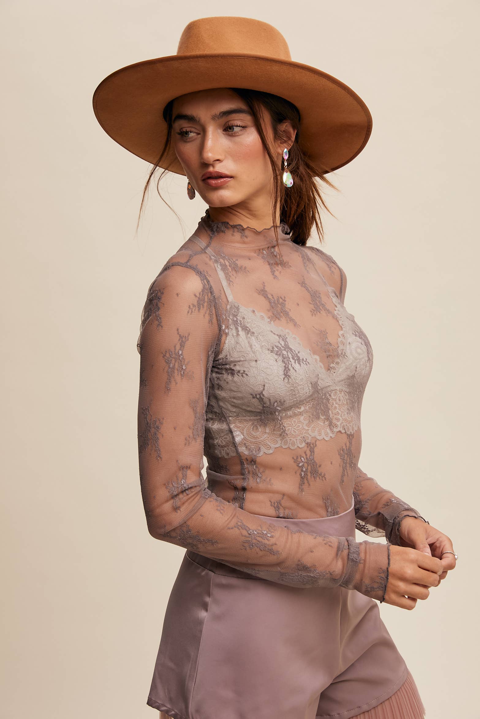 Listicle - Wholesale Blouse - Women's - Sheer Lace Long-Sleeve Top71