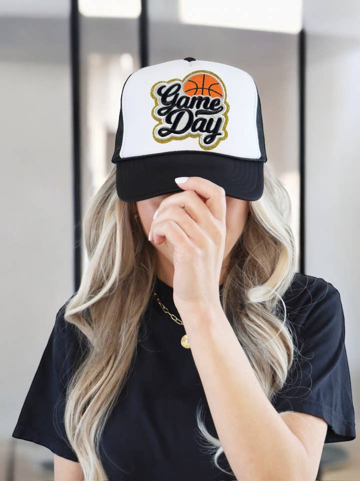 Basketball Game Day Patch - Iron On- Basketball Embroidery Patch - Perfect for Trucker Hat or stadium bag for wholesale by Social Grace & Company