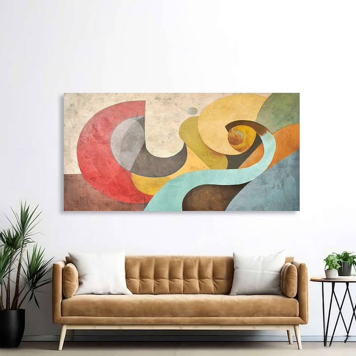 Moderne abstracte schilderij: Peter Winkel, Rode Maan en Golven voor wholesale door Selected Artworks Italia