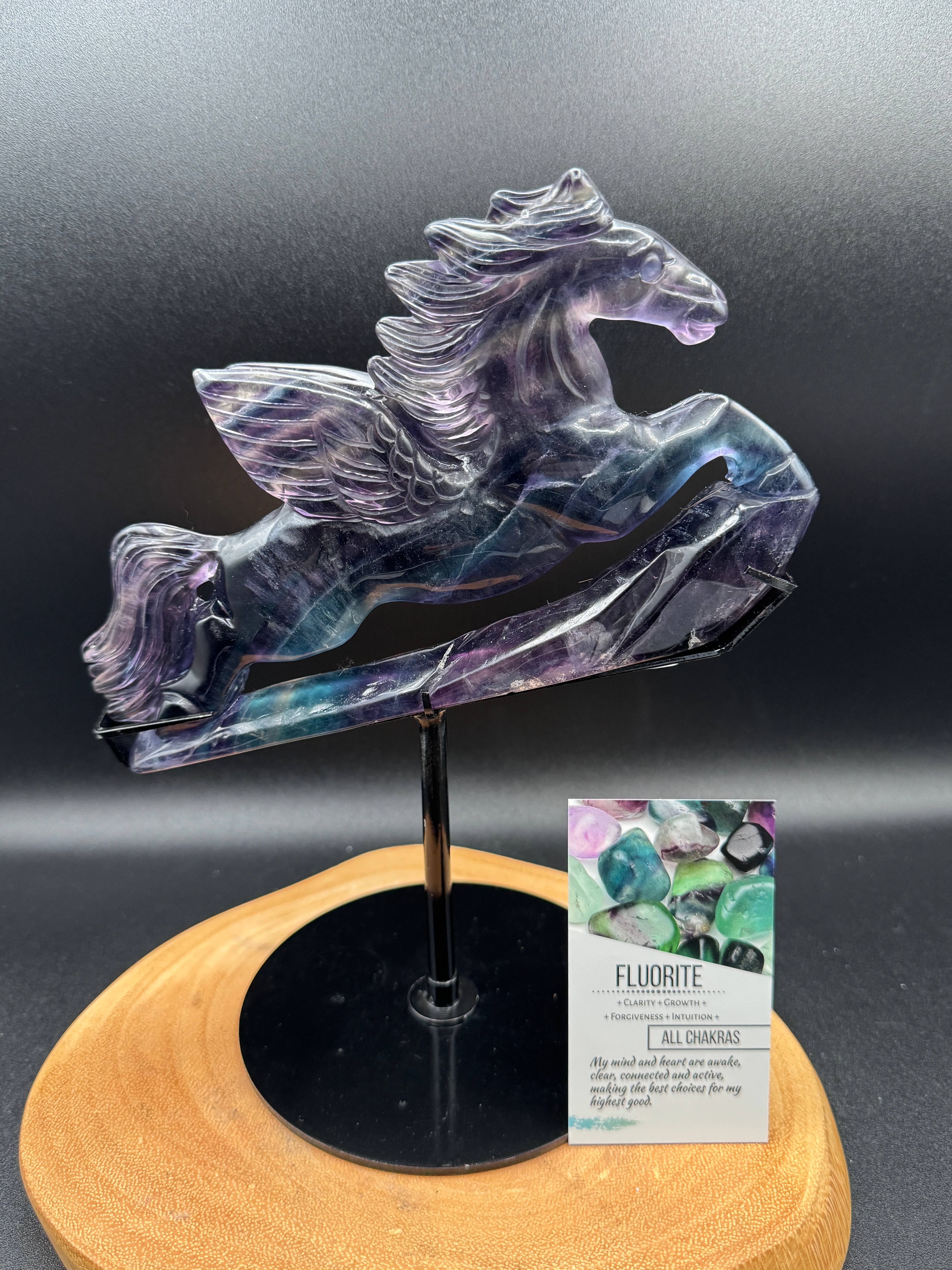 The 7 Directions - Wholesale Spiritual Stone/Crystal - Exquisite Rainbow fluorite Flying horse Pegasus H20818
