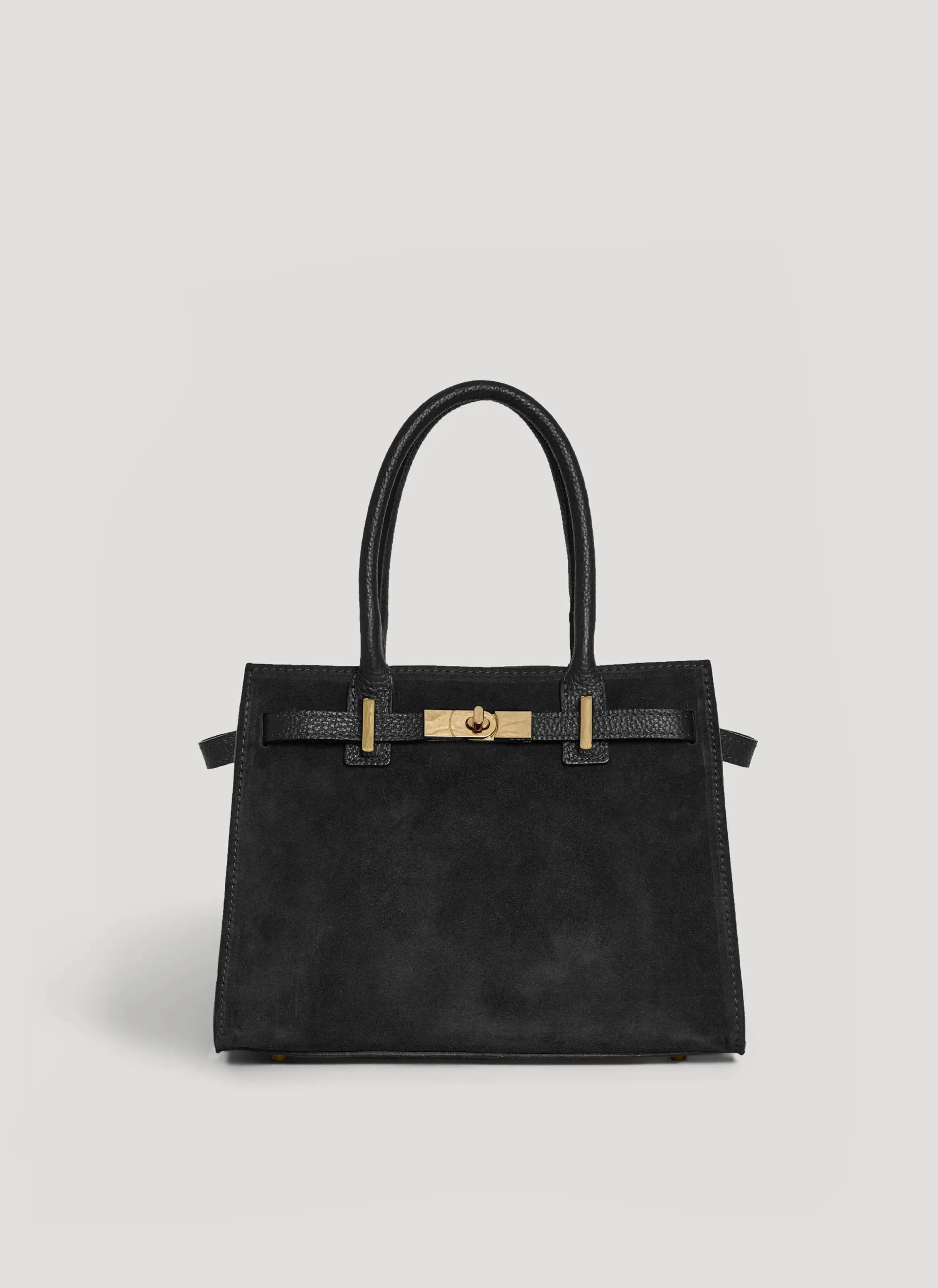 Prestige Milano - Wholesale Top Handle Bag - Women's - Borsa Grace in camoscio nero e pelle Togo