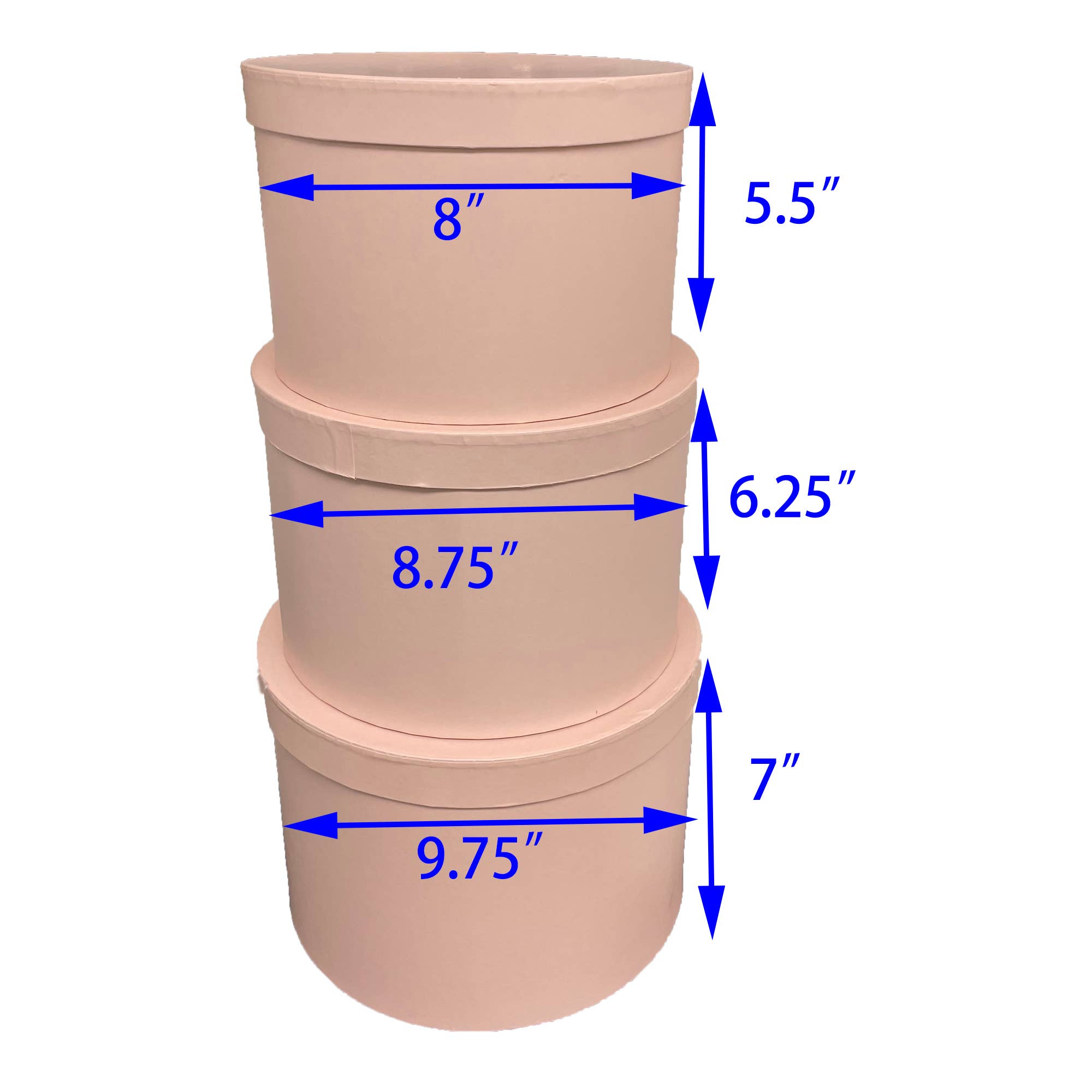 Bospak - Wholesale Gift Box - Set of 3 Blush Pink Large Round Nesting gift boxes with Lids1