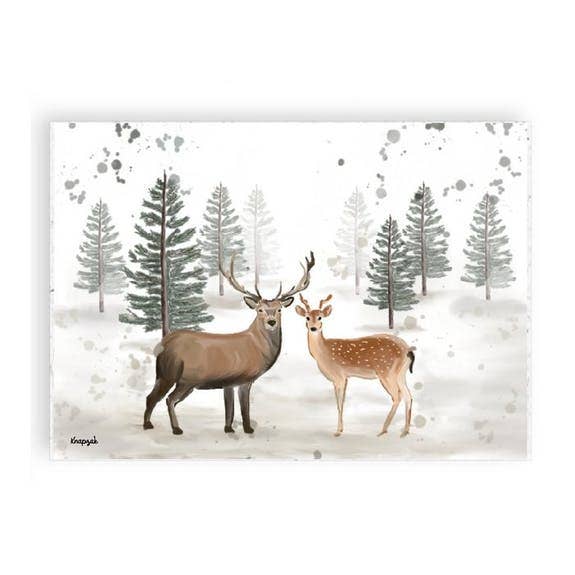 Biglietto natalizio alce con cervo per la vendita all'ingrosso da parte di Knapzak Design