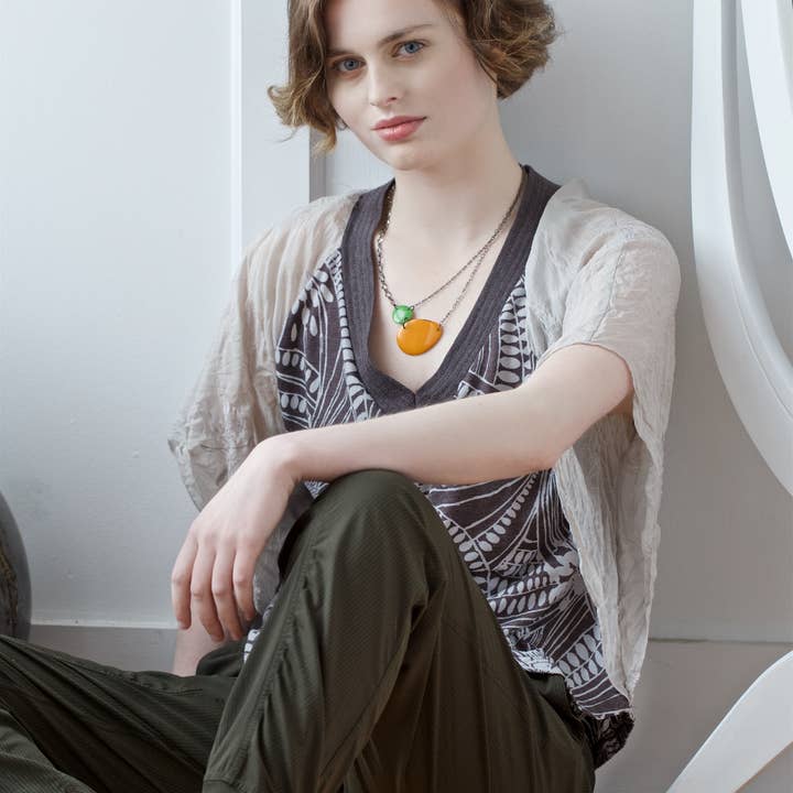 Veronica Riley Martens - Wholesale Pendant/Charm Necklace - Two-Color Asymmetrical Design Tagua Necklace1