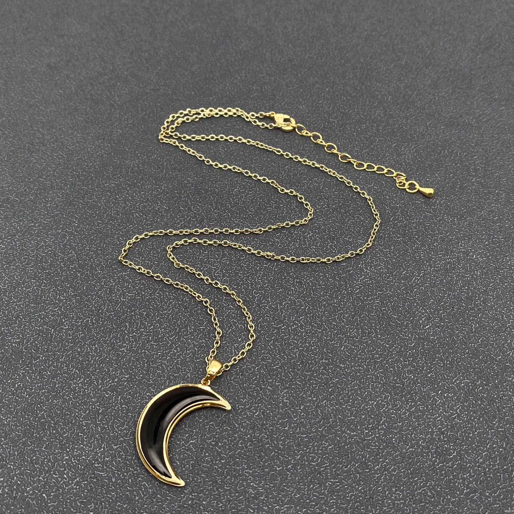 Mio Queena - Wholesale Pendant/Charm Necklace - Dried Flower Floral Black Moon Charm Necklace - PDF/MS1