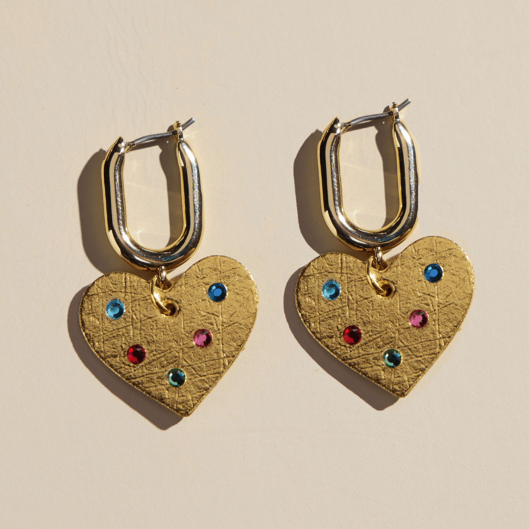 Nickel and Suede - Wholesale Dangle Earrings - Vintage Gold Jeweled Quinn0