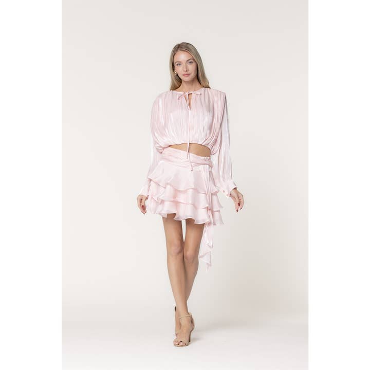 ENSEMBLE BLOUSE EN ORGANZA SCINTILLANTE & JUPE MINI pour la vente par LENA