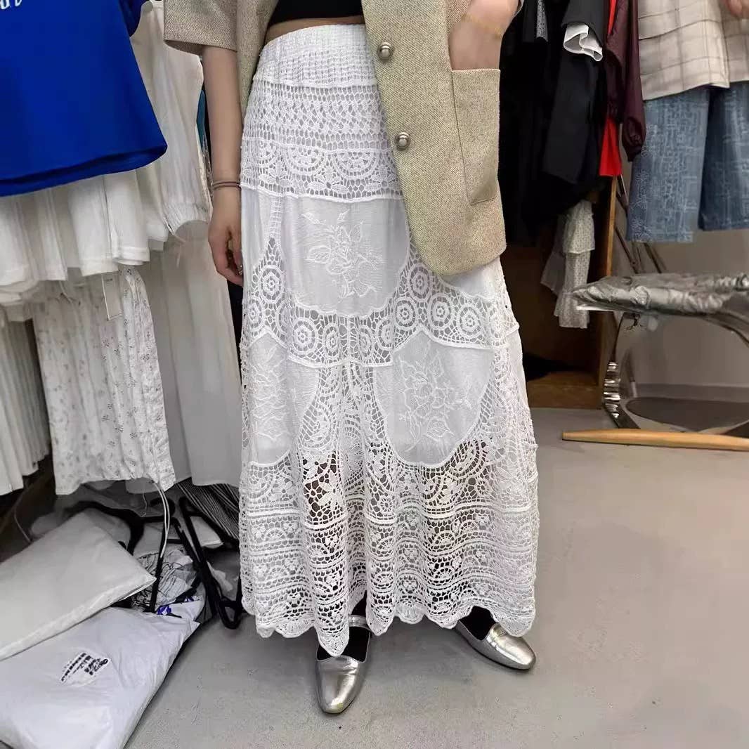 EmberLoom - Vente Jupe – femme - Jupe en dentelle bohème avec détails en crochet1