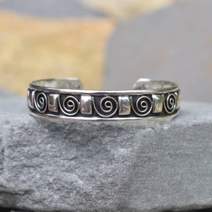 Krystyna's Silver - Wholesale Cuff Bracelet - Sterling Silver Oxidized Wave Cuff