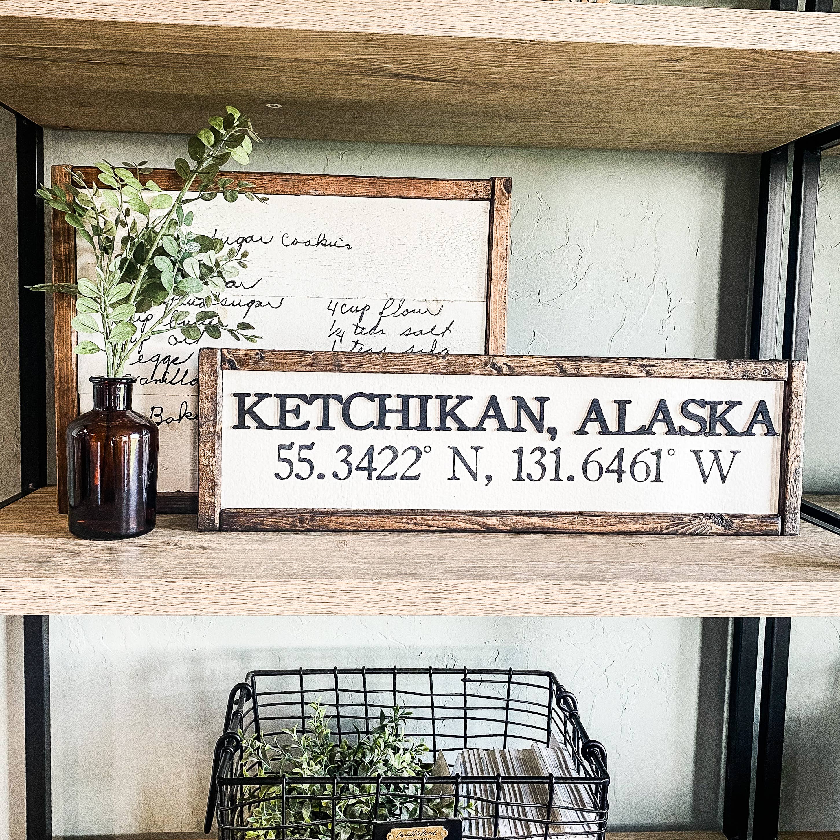 Dakota + Pine Design Co. - Wholesale Sign - City, State With Coordinates Wood Laser 3D Sign1