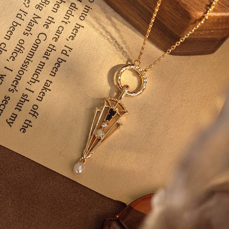 Gioiellin - S925 Silver Jewelry - Wholesale Pendant/Charm Necklace - 925 Silver 14K Gold Plated Opal Pearl Hollow Necklace2