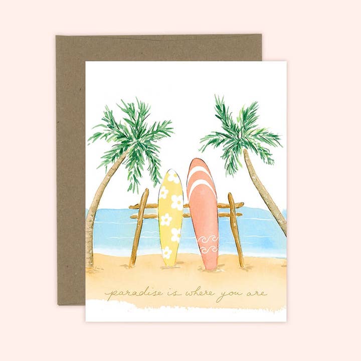 Carte Paradise is With You Love pour la vente par Almeida Illustrations