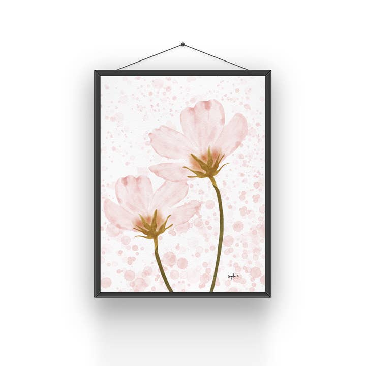 Watercolor Dainty Pink Flowers Art Print for wholesale by Modera Studio
