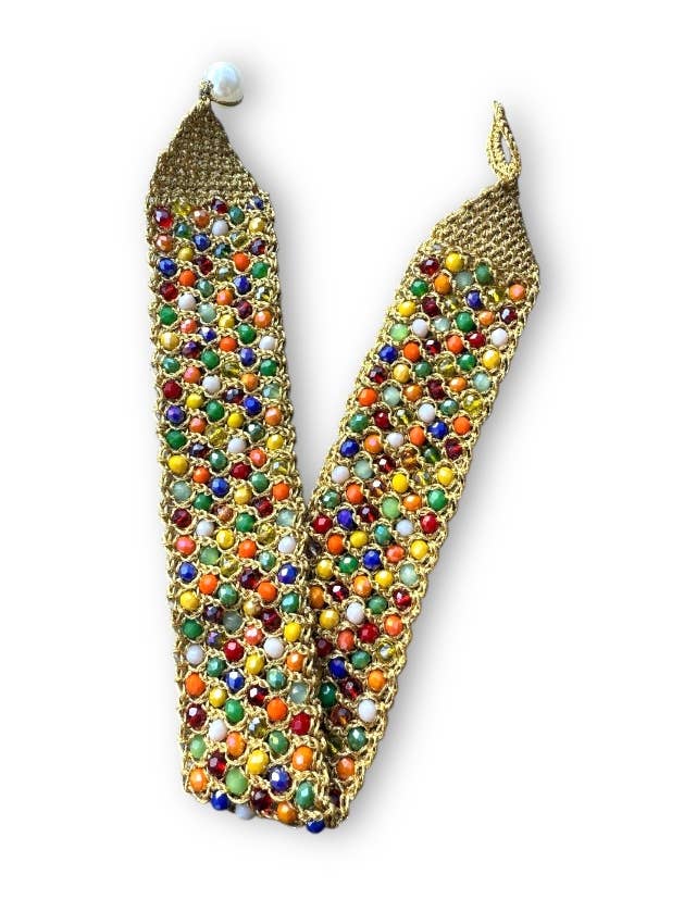 Collier ras-du-cou en crochet multicolore pour la vente par Truhanas