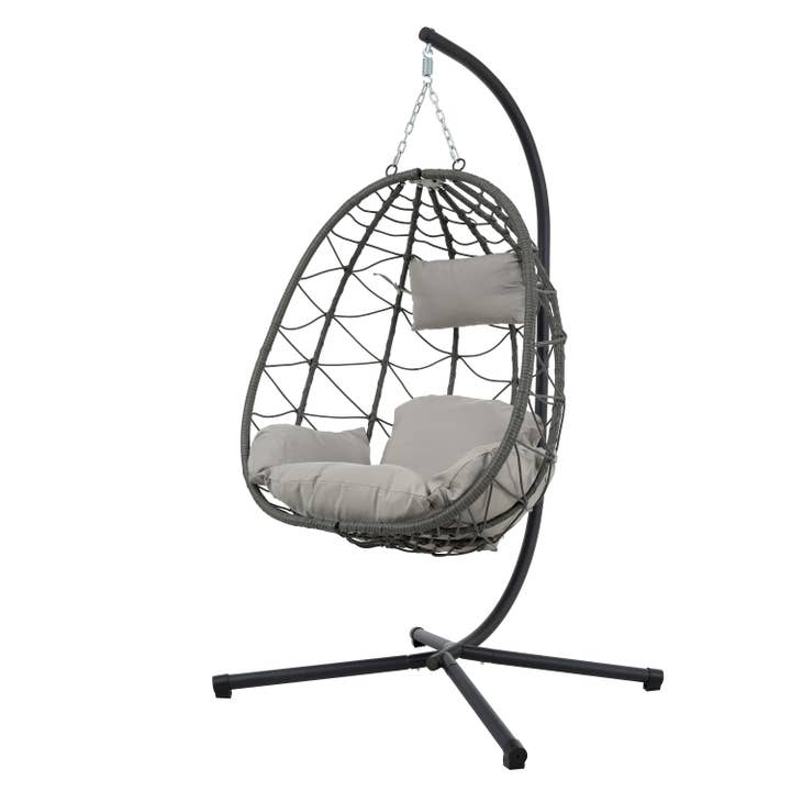 39F Inc. - Wholesale Egg Chair - Egg Chair with Stand, Indoor/Outdoor Swing Chair, Gray3