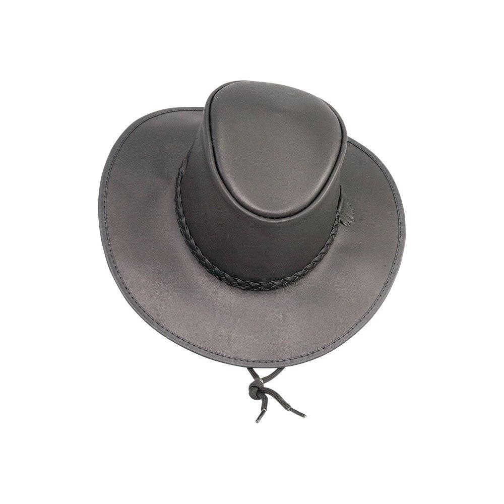 American Hat Makers - Wholesale Cowboy Hat - Unisex - Premium Crushable Leather Outback Hat - Style Crusher12