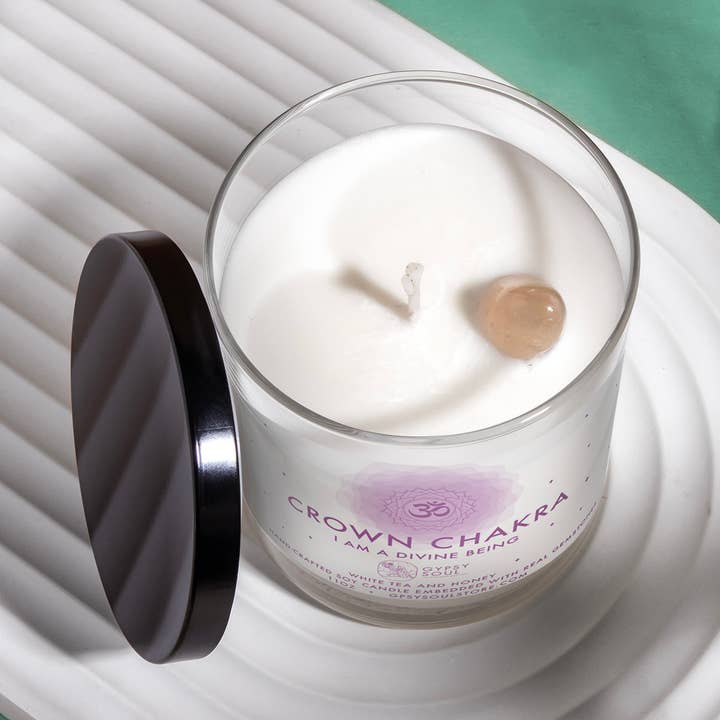 Crown Chakra Gemstone Candle - Lotion Candle for wholesale by Gypsy Soul
