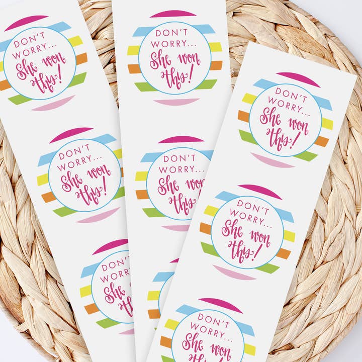 She Won This Packaging Stickers for wholesale by The Redheaded Camel