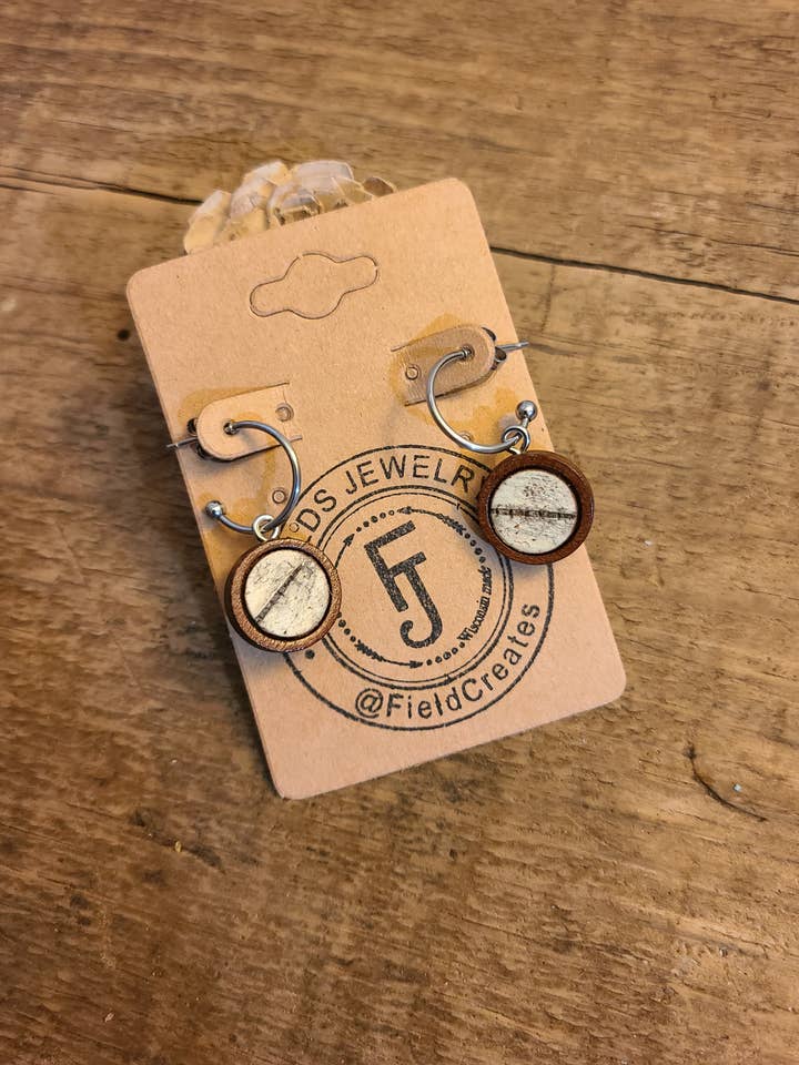 Authentic Birch Bark Wood Post Hoop Earrings Cute WI USA for wholesale by Fields