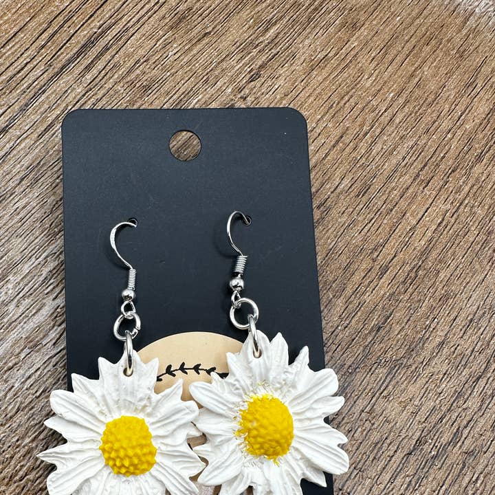 Daisy Dangle Polymer Clay Earrings for wholesale by Making with Molli