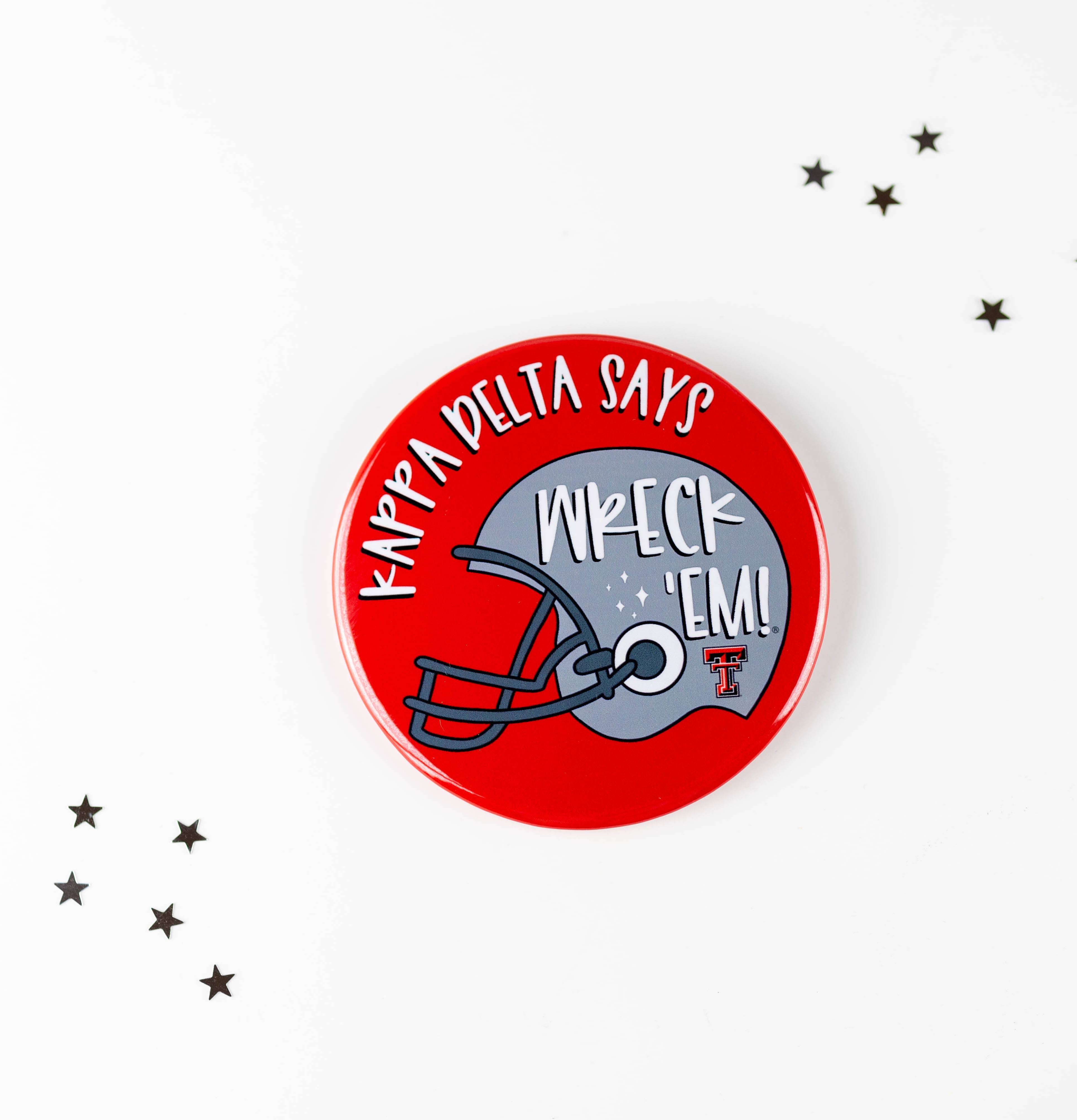 Tailgated Co. – Alfinete/botão de lapela por atacado – Botão de Dia de Jogo da Irmandade Kappa Delta Texas Tech0