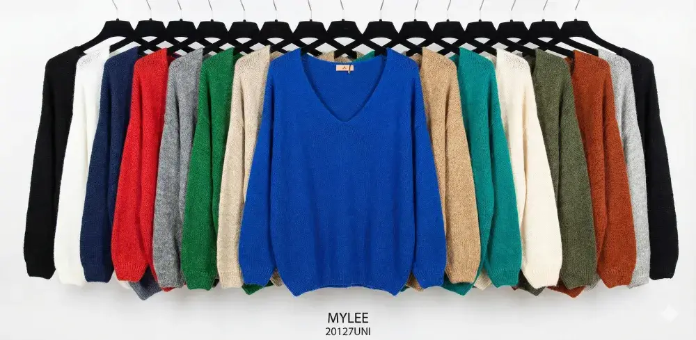 Mimi & Gogo - Vente Pull en maille – femme - Pull uni basique @20127_uni51