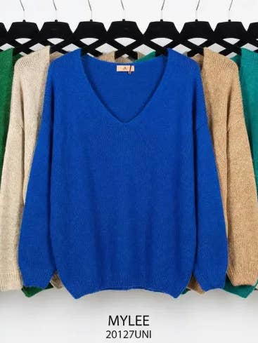 Mimi & Gogo - Vente Pull en maille – femme - Pull uni basique @20127_uni51