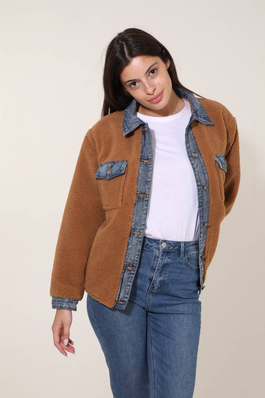 Attrait Paris – wholesale Päls/fuskpäls - Dam – Jeanrock med kort päls i bi-material0