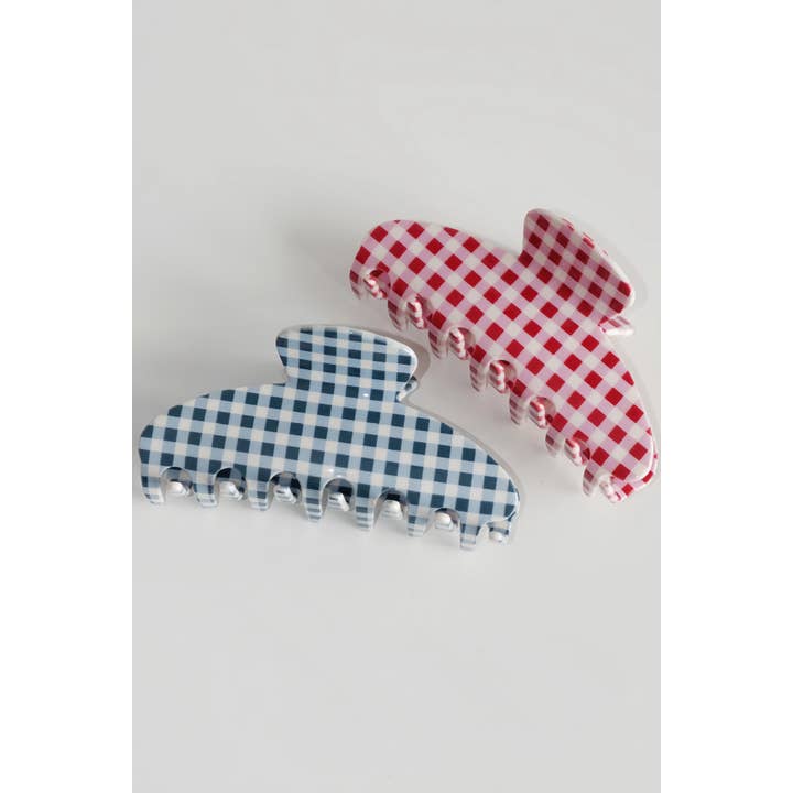 JOSSLYN by wall to wall - Wholesale Hair Clip - Women's - JUMBO STRIPE PLAID OVAL HAIR CLAW CLIPS | 40H102010